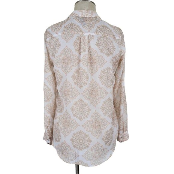 WHBM Blouse Women Size 6 Roll Tab Sleeves Pullover Shirttail Hem Lightweight - Picture 2 of 10